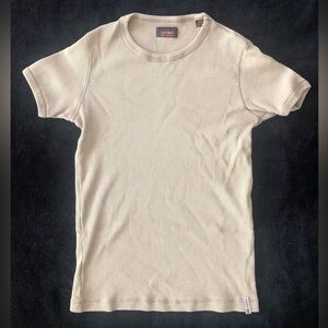 Zara Man Khaki Olive Ribbed Fitted T Shirt M